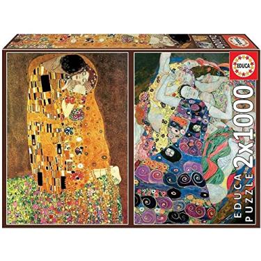 Imagem de Educa - 2 Quebra-Cabeças de 1000 Peças, Série Art Collection, O Beijo e A Virgem de Gustav Klimt (18488), Adulto