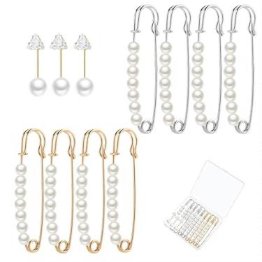 Imagem de NIOUK 11 Peças De Broches Pérola, Clipes Xale Para Suéter, Strass Roupas Femininas, Calças, Saia, Acessórios Decoração Cintura Com Caixa Armazenamento