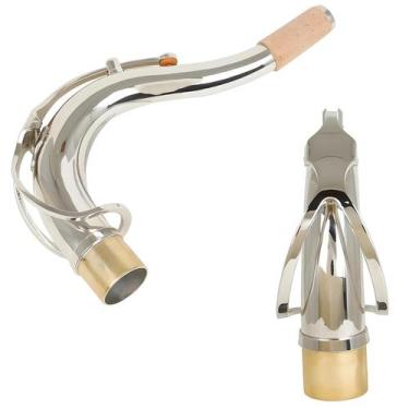 Imagem de Bocal De Pescoço Dobrado Para Saxofone Tenor Prateado 27,5 Mm Acessóri
