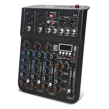Imagem de jindaaudio Mixer De 4 Canais, Mesa Mixagem Para Dj Com Bluetooth E Usb, Interface Placa Som Gravação Alimentação Fantasma 48 V, Efeitos Reverberação Delay Streaming