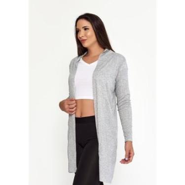 Imagem de Kimono Casaco Cardigan Reto Aberto Canelado-Feminino