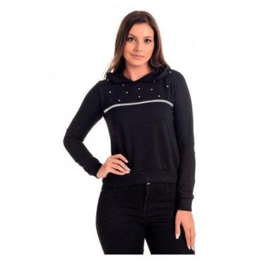 Imagem de Casaco Feminino com Capuz e Aplique Bordado Frente-Feminino