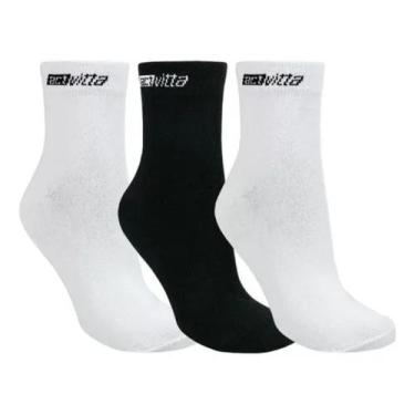Imagem de Meia casual cano médio em algodão kit com 3 pares - Actvitta, Branco, 
