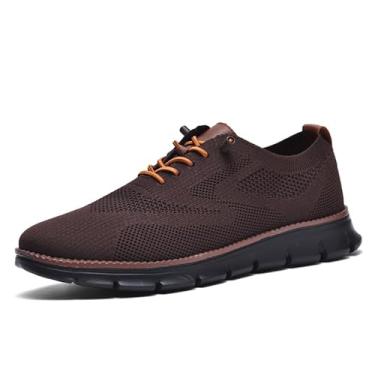 Imagem de Sapatos sociais masculinos, leves, respiráveis, casuais, modernos, confortáveis, confortáveis, urbanos, Oxford para homens, Cor do café, 46