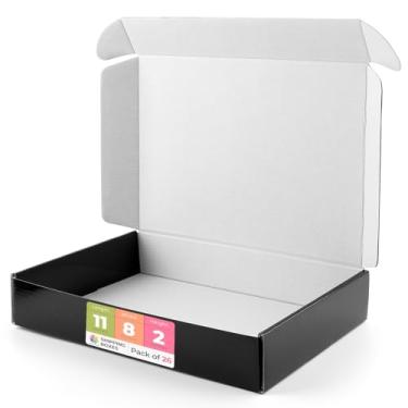 Imagem de MBC MAT BOARD CENTER Centro De Papelão, Caixa Preta Para Remessa 11 X 8 2, Correspondência À Prova D'Água E Resistente Correspondências Pequenas Empresas, Papelão Ondulado, Pacote Com 26