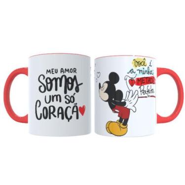 Imagem de Caneca 325ml Mickey Minnie Meu amor somos um só coração - LARANJA E MI