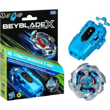 Imagem de Beyblade X Cobalt Dragoon 2-60C  Kit Premium Deluxe C/ lançador a corda - Hasbro 