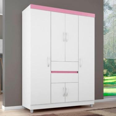 Imagem de Guarda Roupa 2 Gavetas Pescara Branco Rosa - CASA H