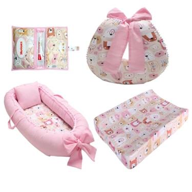 Imagem de Kit Ninho Redutor Bebê + Almofada Amamentação + Trocador Impermeável + Porta Lenço Menina Menino(URSINHA MEL)