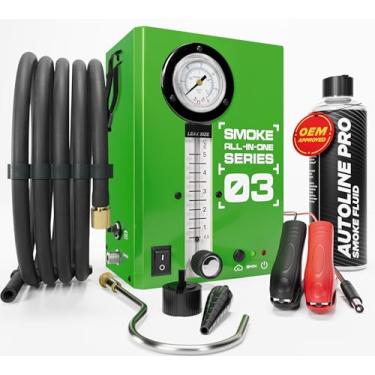 Imagem de Autoline Pro Máquina de Fumaça Automotiva para Teste de Vazamento EVAP com Motor de Ar Integrado e Manômetro - Modelo 03 - Kit de Ferramentas Detectoras de Fumaça para Escapamento - Verde