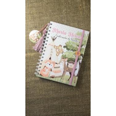 Imagem de Caderneta de Saúde Infantil Personalizada, Tema Doce Bosque (m2), Capa Holográfica, A5, com Chaveiro e Pingente