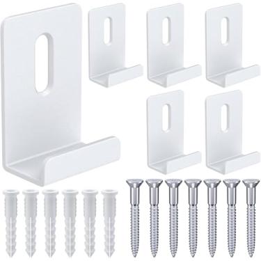 Imagem de BAGTeck Clipes de Espelho de Metal, Kit de Clipes de Cabide de Espelho de Canal Largo, Clipes de Retenção Grandes e Pesados para Espelhos com Parafusos, Clipes de Espelho para Mont (45293, Branco)