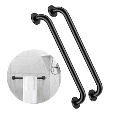 Imagem de ZUEXT barra de apoio para chuveiro de 61 cm, barra de apoio para parede de banheiro de aço inoxidável, barra de equilíbrio de chuveiro, suporte de trilho de mão de segurança, alça de apoio para idosos com deficiência (3 cm de diâmetro)