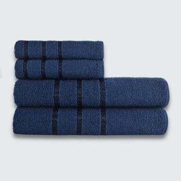 Imagem de Jogo De Toalha 4 Peças Verona Luxo Beka 100% Algodão Azul - Toalhas Be
