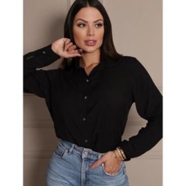 Imagem de Camisa Social Feminina Sem Bolso Manga Longa Viscose Moda Elegante-Feminino
