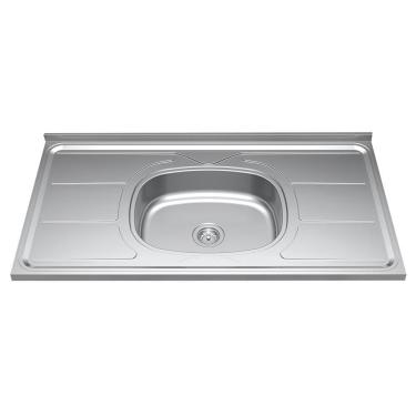Imagem de Pia De Cozinha Com Cuba E Válvula Bali 100cm Aço Inox - Ghel Plus