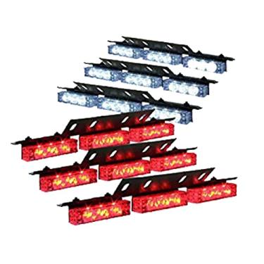 Imagem de PACASK 54 luzes estroboscópicas piscantes para veículos de emergência para grade de painel de para-brisa (branco/vermelho)