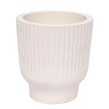 Imagem de Vaso Decorativo Garrafa Invertida Listras 9,5cm Cimento Artesanal Branco