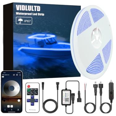 Imagem de Luzes de LED para barco à prova d'água de 12 V, 12 V IP67 azul marinho, luz exterior interior de barco com controle remoto e aplicativo, luz para barcos pontão com cabo de extensão para pesca, trailer