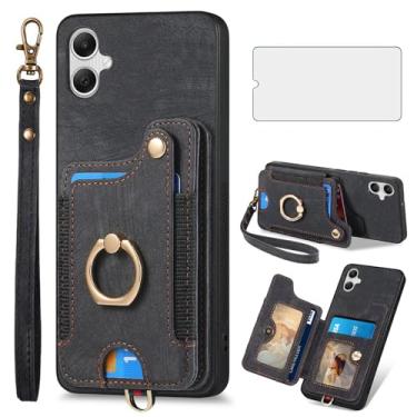 Imagem de Asuwish Capa de telefone para Samsung Galaxy A06 5G capa carteira com protetor de tela de vidro temperado e alça de pulso RFID suporte de cartão de crédito anel acessórios para celular Ao6 A 06 4G LTE