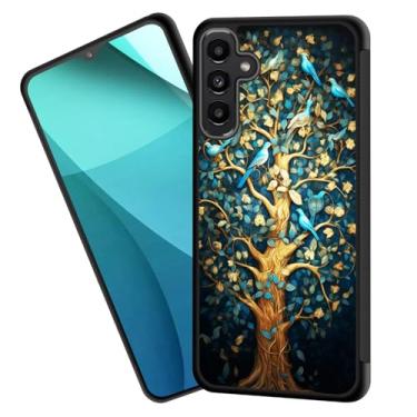 Imagem de ZQLPLZR Capa para Galaxy A35 5G, bordas antiderrapantes para pneus, design fofo, à prova de choque, proteção total, capa traseira preta para Samsung Galaxy A35 5G 6,6 polegadas 2024, árvore de pássaro