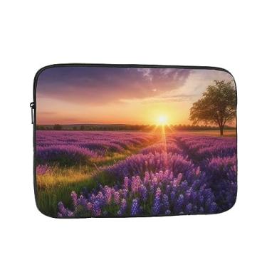 Imagem de Capa para laptop Lavender Meadow ao pôr do sol primavera capa para laptop bolsa para laptop à prova de choque capa protetora para notebook capa para laptop 17 polegadas