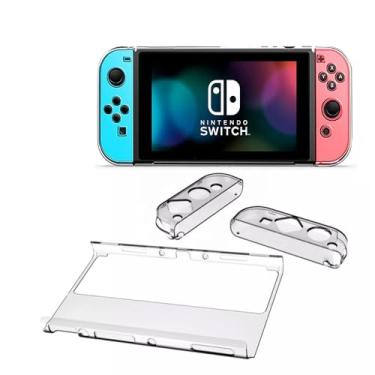 Imagem de Capa Ergonômico Cristal Case de Acrílico Transparente Proteção Total Compatível com Nintendo Switch Oled