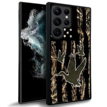 Imagem de YiXinBB Compatível com Samsung Galaxy S24 Ultra, Y Waterfowl Camuflagem Bandeira EUA Padrão de Caça de Pato Design de Luxo Capa Rígida à Prova de Choque Antiarranhões para Samsung Galaxy S24 Ultra
