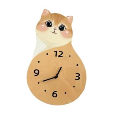 Imagem de Bothyi Relógio de parede de gato, arte de parede, ornamento, criativo, silencioso, simples, moderno, decoração de casa, relógio decorativo para sala de, Sem Cauda 30cmx19cm