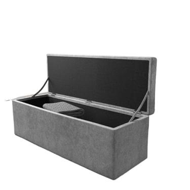 Imagem de Puff Baú pé de cama 90 cm no (porta objetos e brinquedos) (Cinza-Tampa Lisa)