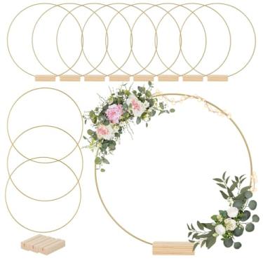 Imagem de Operitacx 12 Peças De Arco Floral De Metal Com Suporte Círculo De 12 Polegadas De Guirlanda De Metal Para Mesa