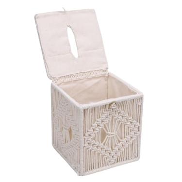 Imagem de Yosoo Tampa Handwoven da Caixa do Tecido da Corda do Algodão, Caixa Boêmio do Suporte do Guardanapo Com Quadro do Ferro, Tampa Decorativa do Tecido do Algodão para o Banheiro, Quarto,