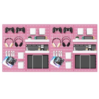 Imagem de MULSAME Kit de combinação de Pegboard, conjunto de armazenamento montado na parede de 64 x 128 cm com 8 quadros de fixação e 40 acessórios para pendurar, organizador de placas de fixação