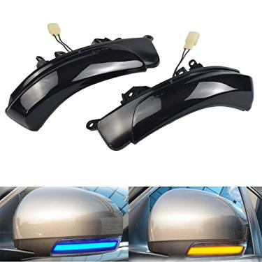 Imagem de Kakulkomen Lâmpada sequencial LED dinâmica de seta retrovisor lateral para Prius, Reiz, WISH, MARK X, Crown, AVALON 2009 2010 2011 2012 2013 (azul-amarelo)