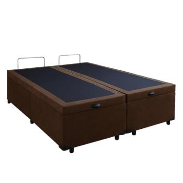 Imagem de Cama Box Marrom Bau Queen Size Blindada Super Reforçada
