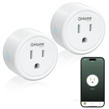 Imagem de GHome Smart Mini plugue Wi-Fi, tomada Wi-Fi para casa inteligente compatível com Alexa, Google Home e IFTTT, sem necessidade de hub, certificado UL, apenas WiFi 2,4G, 2 unidades (pacote com 1), branco