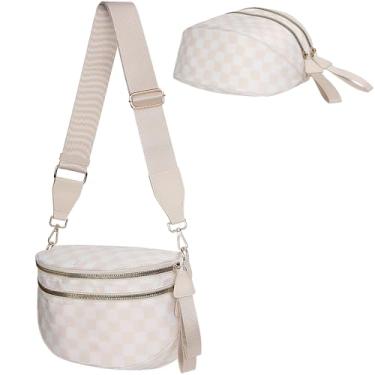 Imagem de Bolsa transversal de náilon, Xadrez bege, Plus Size