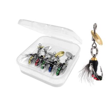 Imagem de Trout Spinners - 5 peças iscas de pesca com mosca, moscas, moscas molhadas, iscas com spinner para robalo, peixe-sol, anzóis artificiais para pesca de salmão, truta robalo, adequado para água doce e