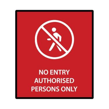 Imagem de Adesivo de vinil sem entrada autorizada apenas para pessoas - Proteja seu canteiro de obras, local comercial de armazém com adesivos autoadesivos |18 x 12 cm| SD-910 (pacote com 1)