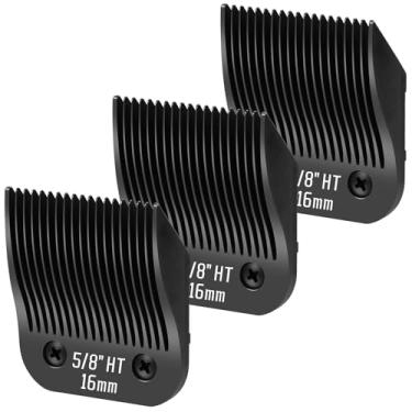 Imagem de YAZIYIR Pacote com 3 lâminas de aço destacáveis 5/8HT, compatíveis com Andis, Oster A5, Wahl série KM-10, comprimento de corte 16 mm (preto)