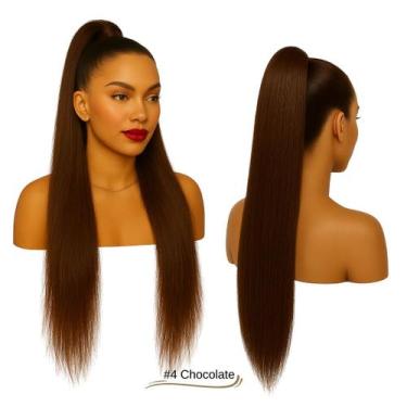 Imagem de Rabo de Cavalo Liso Ser Mulher Cabelo Yaki Straight Bio Vegetal Fibra 