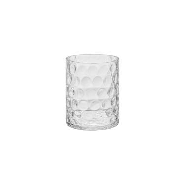 Imagem de Vaso cilíndrico de vidro decorativo de 1,5 m de largura com padrão circular ondulado, 20 cm de altura, transparente (1,27 cm x 15,2 cm)