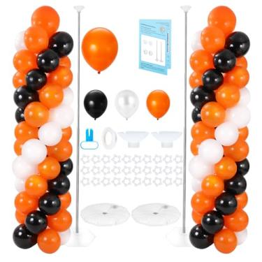 Imagem de Balloon Column Stand with 102 Balloons, Balloon Column Kit Set of 2, Metal Balloon Tower Stand with Base for Floor, Height Adjustable from 1.57 to 7 Ft, For Party Decorations