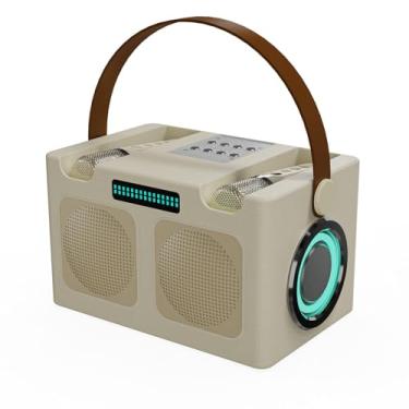 Imagem de Máquina de karaokê profissional com som surround 360°: alto-falante Bluetooth portátil com luzes LED sincronizadas com música, 4 horas de reprodução, microfones duplos para duetos sem eco - perfe