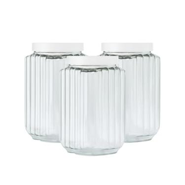 Imagem de Kit 3 Potes Plástico Fileto 2,5LT Cozinha Porta Mantimentos Biscoitos Produtos de Limpeza Premium (Branco)