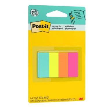 Imagem de Post-It Marcador de Pagina de Papel 38x15mm Pequeno c/ 4 Cores - 3M