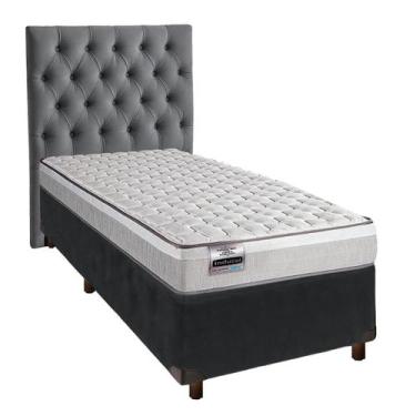 Imagem de Conjunto Cama Box Cinza Solteiro + Colchão Molas Ensacadas Hanover Ind