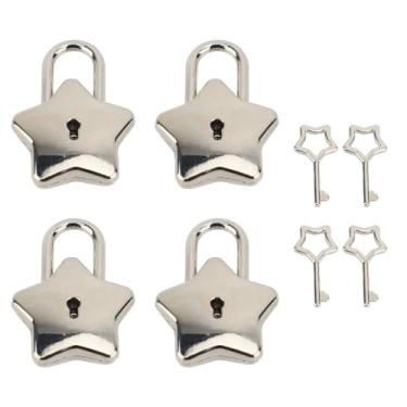 Imagem de Treasure Band Padlock Mini Star Star Metal Lock com Chave para Jóias Livro do Diário do Diário (Prata)