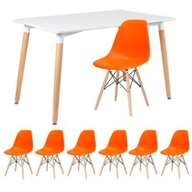 Imagem de KIT - Mesa retangular Eames 80 x 120 cm + 6 cadeiras DSW