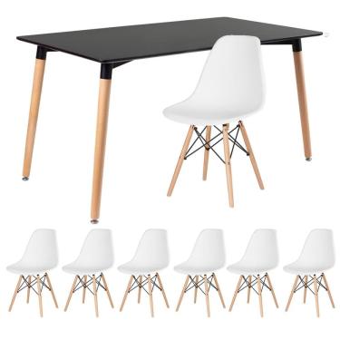 Imagem de KIT - Mesa retangular Eames 80 x 140 cm + 6 cadeiras DSW